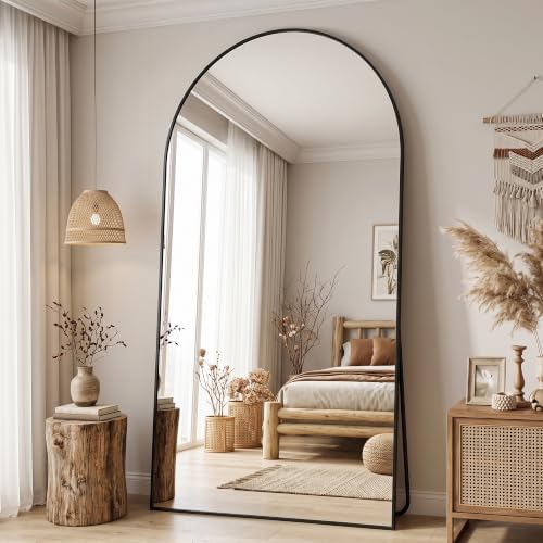 90"x46" Arched Full Length Mirror, Large Floor Mirror, Black - Image 3