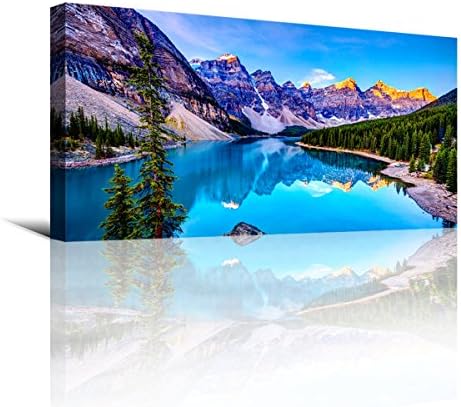 Haichuang Decor Art Moraine Lake Canvas Wall Art 57x28 Inches Framed Rocky Mountain Lake Wall Decor Wood Frame Waterproof HD Giclee Print Ready to Hang Nature Artwork for Living Room Bedroom Office by HaichuangDecorArt