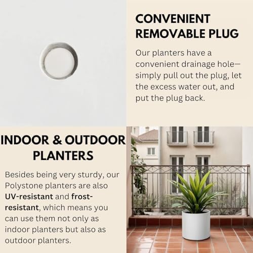 Fox & Fern Large Planter for Indoor or Outdoor, White Matte, 10 Inch - Image 5