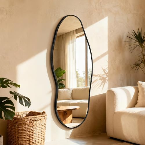 Dorlicecass Mirror Full Length - Irregular Full Body Wall Mirror Hanging 55"x 23" Asymmetrical Aviation Aluminum Alloy Frame Unique for Bedroom, Living Room, Cloakroom, Entryway - Image 2
