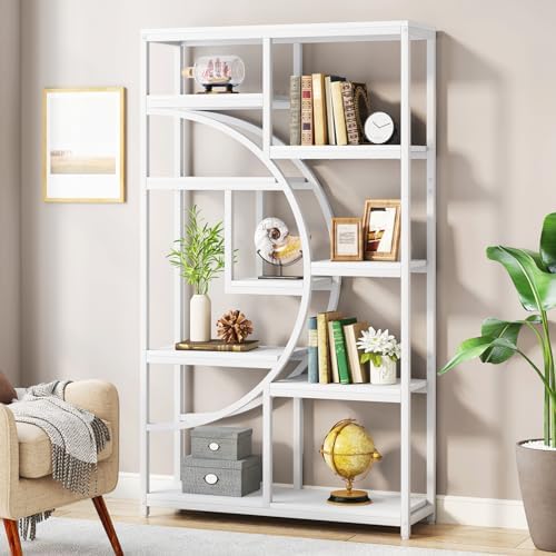 Tribesigns Industrial Bookshelf Bookcase with 9 Open Shelf (White) by Tribesigns