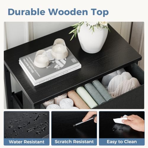 DUMOS 3 Drawer Nightstand for Bedroom, Small Night Stand Chest of Drawers - Image 5