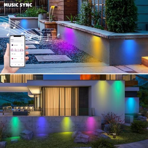 Kaqur 8 Pack 7 Inch 5W RGBCW Retaining Wall Lights, App & Remote Control - Image 4