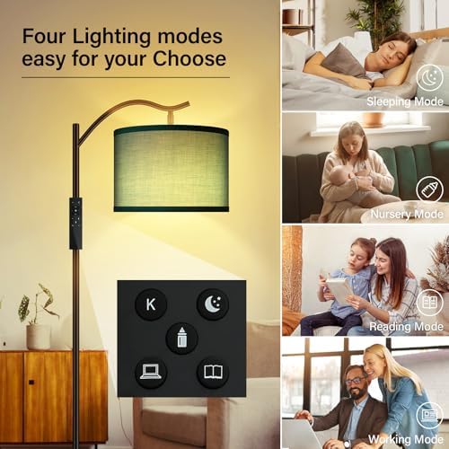 BoostArea Floor Lamp for Living Room,Arc Floor Lamp Remote Control,Stepless Dimmable Brightness & Colors Temperature 2700k-6500k,Foot Switch,Modern Standing Lamp for Bedroom Study Room Office,Green - Image 5