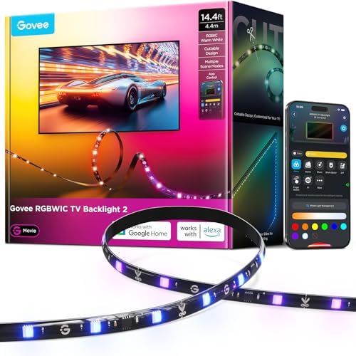Govee TV LED Backlight 2, 14.4ft Cuttable TV Lights for 32-70 Inch TVs by Unknown