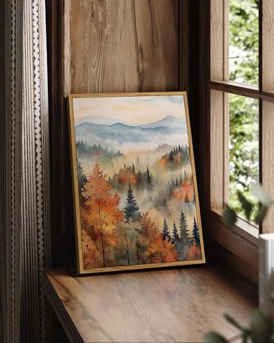 InSimSea Framed Fall Wall Art Vintage Decor, Forest Trees Prints, 12x16In - Image 2