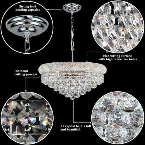 Chrome Crystal Chandeliers for Dining Room，9-Lights D22 Inch - Image 6