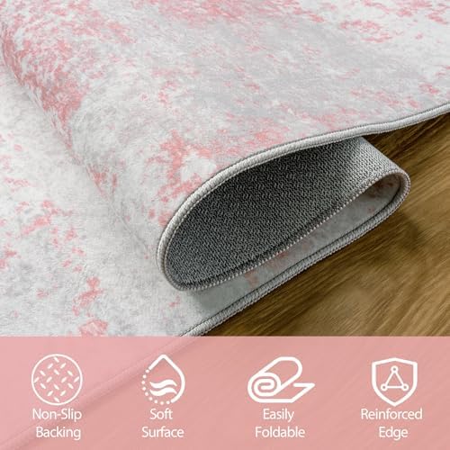 Aelenmu 9x12 Area Rugs for Living Room Washable Bedroom Dining Room Pink - Image 4