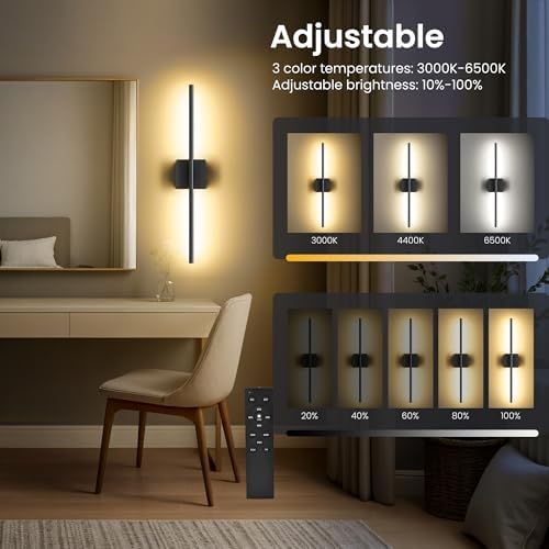 10000mAh Rechargeable Wall Lights, Black, 29 Inch, 3CCT, 2 Pack - Image 4