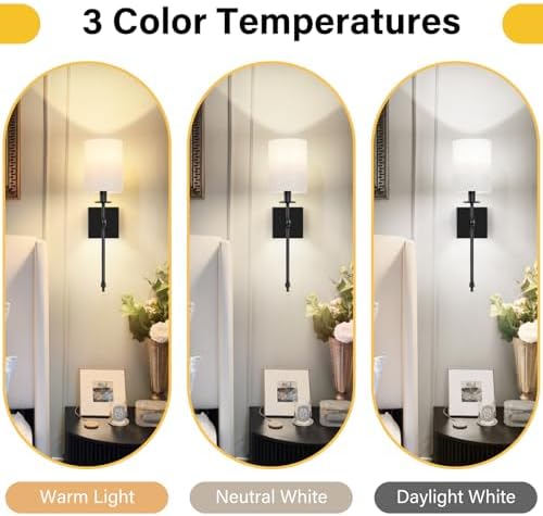 19 inch Battery Operated Wall Sconces Set of 2 with Remote, Rechargeable Wireless Wall Lights with Beige Fabric Shade, Indoor Not Hardwired Dimmable for Bedroom Living Room Decor - Image 6