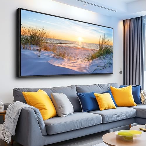 MHARTK66 Large Wall Art for Living Room Modern Wall Decor for Bedroom Beach Landscapes Painting Coastal Picture Ocean Sunset Artwork for Walls Canvas Prints for Bathroom Office Framed Home Decorations by MHARTK66