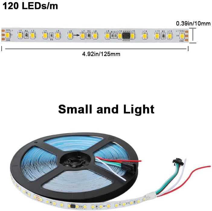 Running Water Effects Smart LED Strip Lights 3000K-3200K Warm White, 33FT 2835 SMD DC24V Addressable Led 1903IC 120Leds/M LED Strip for Bedroom, Kitchen,Home Decor Lighting - Image 3