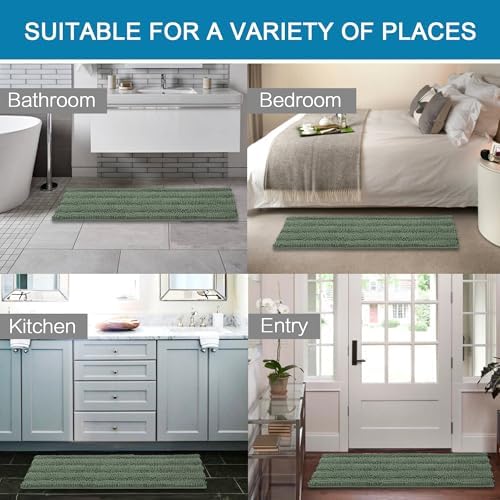 H.VERSAILTEX Bathroom Rugs Bath Mat Runner Rug Non Slip Kitchen Rug Extra Long Bath Rug Runners Oversized 59" x 20" Absorbent Washable Dry Fast Plush Area Rug for Bathroom/Bedroom - Green Bay - Image 6