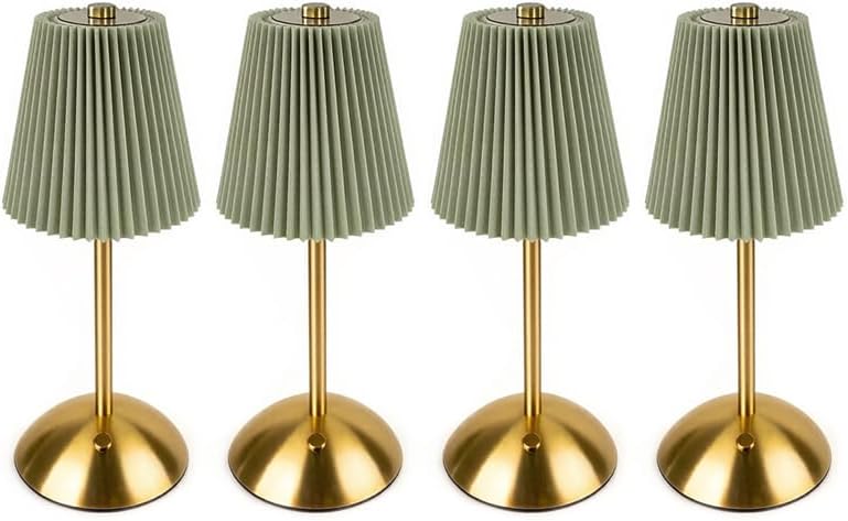 4pack Green Cordless Rechargeable LED Table Lamp,3 Colors, Dimmable,2200mAh, Touch Control, Portable Night Light for Bedroom, Restaurant,Christmas Decorations. by GTQPS