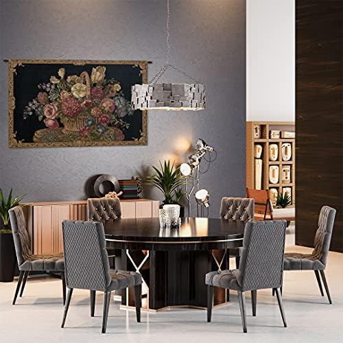 Decorative Flower Basket with Chenille Floral Tapestry Wall Hanging 26 x 40 - Image 5