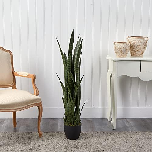 Nearly Natural 48 in Artificial Sansevieria Snake Plant with Pot - Image 4