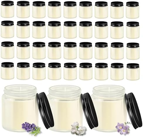 ACITHGL 36 Pcs 4oz Mini Mason Jar Candles Small Scented Candles Bulk Aromatherapy Ideal Souvenir Favors for Wedding Birthday Party (Freesia, Lavender, Jasmine, Black) by ACITHGL