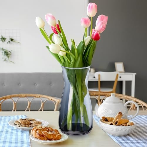 Thenshop 10 Pcs 8'' Tall Clear Glass Flower Vase for Bouquet, Smoke Grey - Image 6