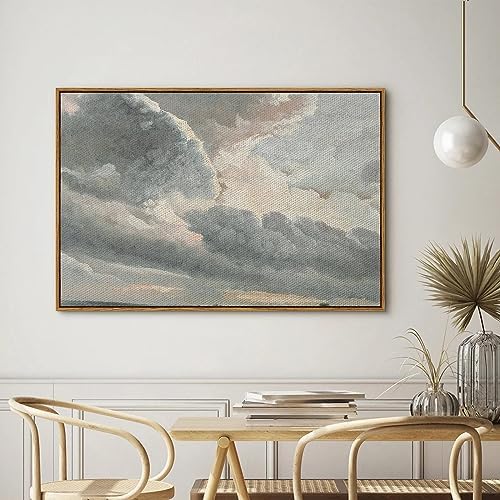 InSimSea Framed Canvas Wall Art, Landscape Wall Art, Study of Clouds Painting, Modern Farmhouse Decor, Rustic Wall Decor for Living Room, Bedroom, Office, 24"x36" - Image 3