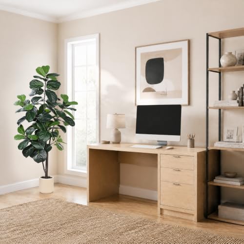 LYERSE Faux Fiddle Leaf Fig Tree 5ft with Sturdy White Planter - Image 5