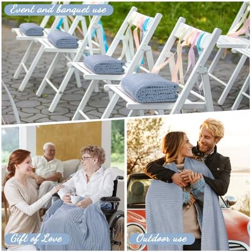 Buryeah 6 Pcs Flannel Blankets Bulk,Fall Outdoor Wedding, Dusty Blue - Image 4