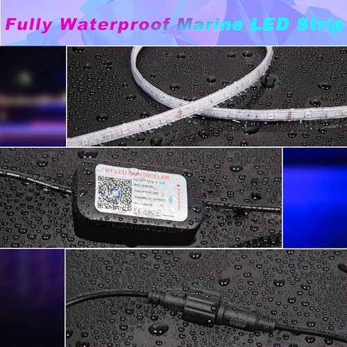 100FT Boat Lights LED Waterproof, 12V Marine Light Strip for Boat, RGB Marine LED Strip 12V with App & Remote for Pontoon Interior and Exterior, Night Fishing Lighting for Jon, Yacht, Kayak, Deck - Image 4