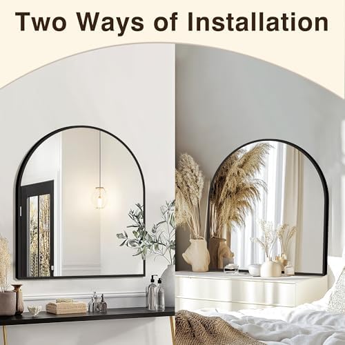 FICTOR 30" x 32" Arched Bathroom Vanity Mirror for Over Sink, Black - Image 5