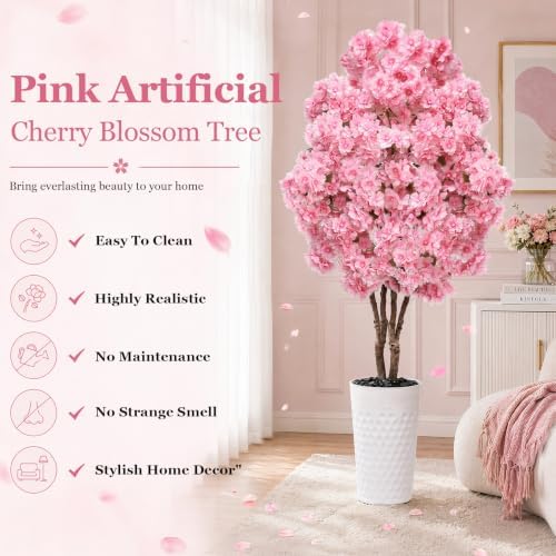 Artificial Cherry Blossom Tree 5FT, Fake Flowers Blooming Tree - Image 5