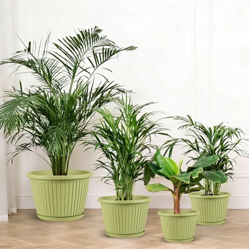 16-inch-Large-Planters-for-Outdoor-Plant，Plastic Indoor Flower Pots with Drainage Holes & Saucer，4 Packs Decorative Garden Pots for Plantfor Home Porch Decor - Image 6