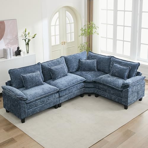URRED Oversized Modular Sectional Sofa，Blue：116" V Shaped by URRED