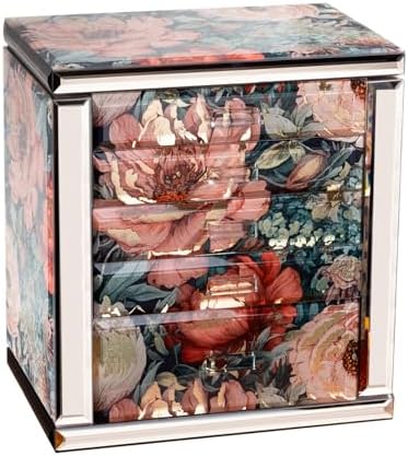 High End Glass Jewelry Box for Women, 5 Layer,Peony by Homruilink