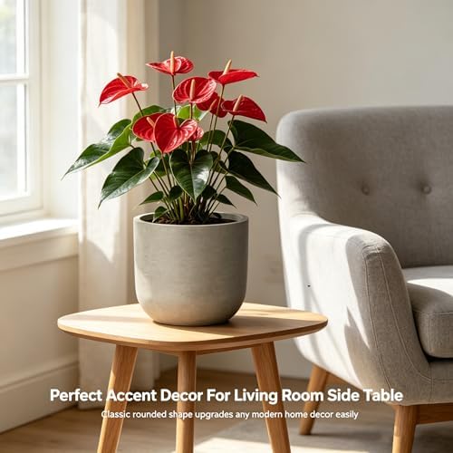 Kante Small Round Capsule Weathered Concrete Planter 11" Dia, Outdoor - Image 4