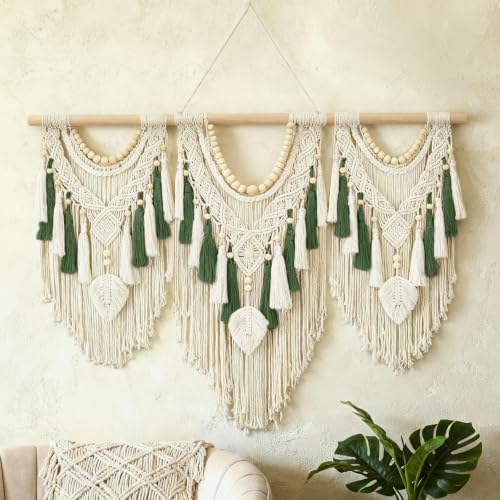 Tempospark Macrame Wall Hanging, 43"x32" Boho Wall Hanging, Large Wall Art for Bedroom, Living Room, Dining Room, Nursery, Gallery (Leaf&Bead) by Tempospark