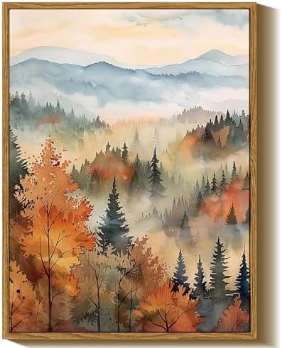 InSimSea Framed Fall Wall Art Vintage Decor, Forest Trees Prints, 12x16In by InSimSeaArt