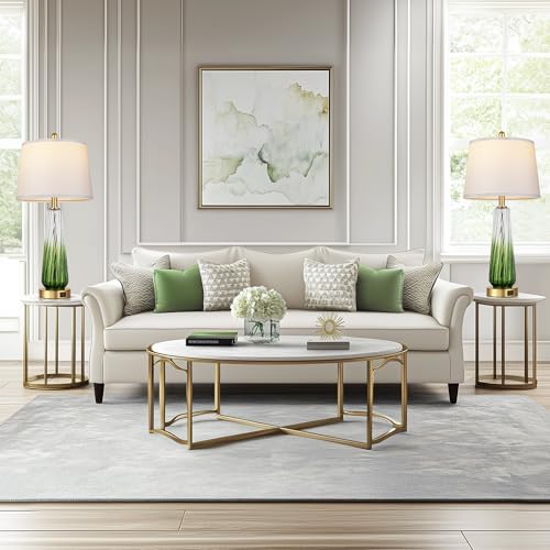 Modern Glass Table Lamps Set of 2, 27.5" Bedside Lamp for Bedroom, Green - Image 6