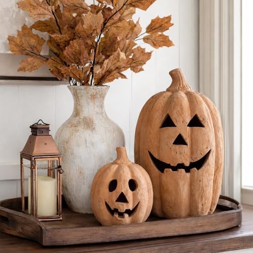 Fall Decor - Handmade Terracotta Pumpkin Jack O' Lantern Outdoor Indoor - Image 5