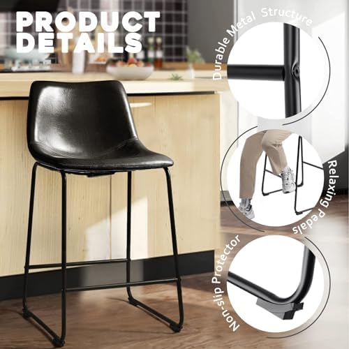 Waleaf 26 Inch Counter Height Bar Stools Set of 4, Faux Leather Bar Chairs - Image 3