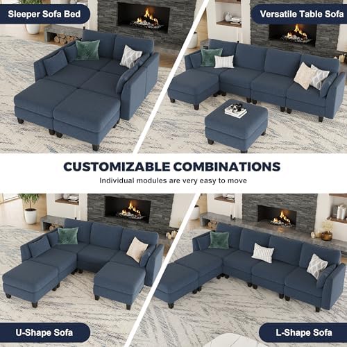 Modular Sectional Sofa 6 Seaters Modular Sleeper Sofa Couch - Image 4