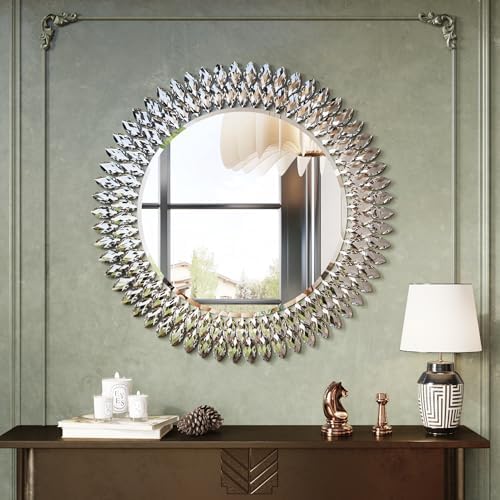 Kelly Miller 28" Jeweled Luxury Round Decorative Wall Mirror by KellyMiller