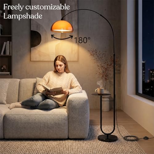 Floor Lamp with Table,Mushroom Arch Floor Lamp with Table Attached 70" Arched Floor Lamp for Living Room Modern Orange Standing Light for Living Rooms, Offices, Dining Rooms, Bedrooms - Image 6