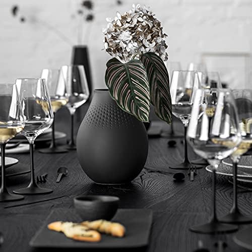 Villeroy & Boch Collier Noir Tall Vase : Perle, 6.25 in, Premium Porcelain, Black - Image 2