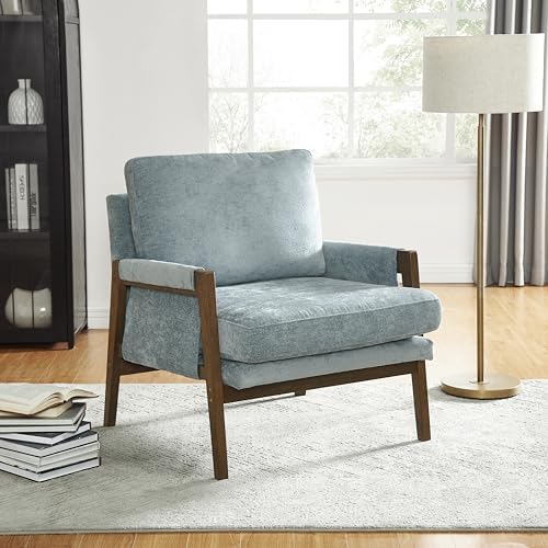 Roundhill Furniture Kelly Mid-Century Modern Accent Armchair, Blue - Image 2