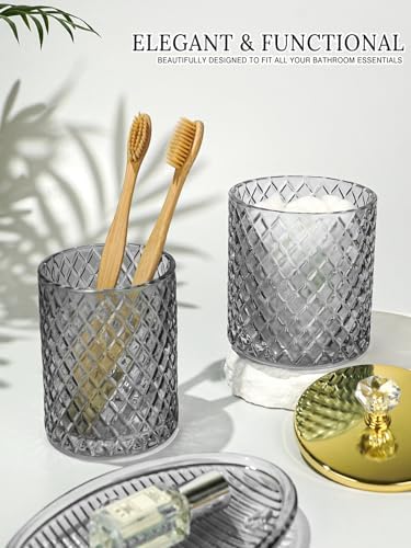 Haturi Glass Bathroom Accessories Set, Smoky Gray Bathroom Set, 4 Pcs - Image 4