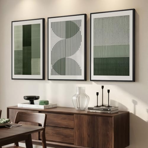 Large Framed Sage Green Abstract Wall Art for Living Room, 3 Piece 24x36 In - Image 2