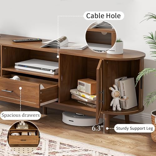 70" Fluted TV Stand for Tvs up to 80" Entertainment Center with Storage - Image 5