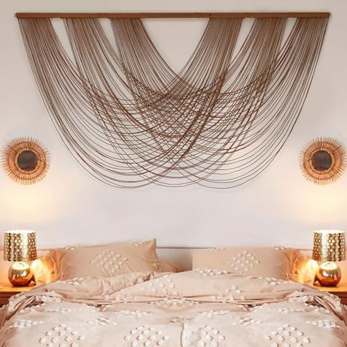 Large Macrame Wall Hanging Brown Die-Dyed 59.00" W x 31.00" L Boho Wall Decor Yarn Tapestry Craftsmanship Home Macrame Wall Decor by FLBER