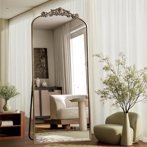 Dewfig Arched Full Length Mirror, 71"x28" Floor Mirror with Carved, Bronze by YourSpacePerfectlyReflected