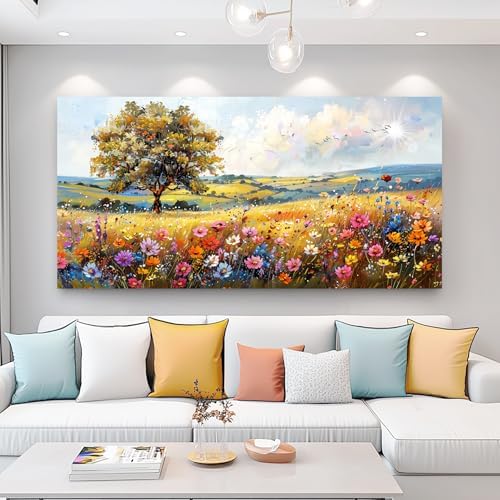 hyidecorart Canvas Wall Art For Living Room Wall Decor For Bedroom Office Decorations Field Pictures Artwork Flower Scenery Watercolour Wall Paintings Aesthetic Room Home Decor Ready to Hang by hyidecorart