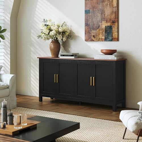 ARTPOWER 60" Sideboard Buffet Cabinet with Storage, Credenza Black - Image 6