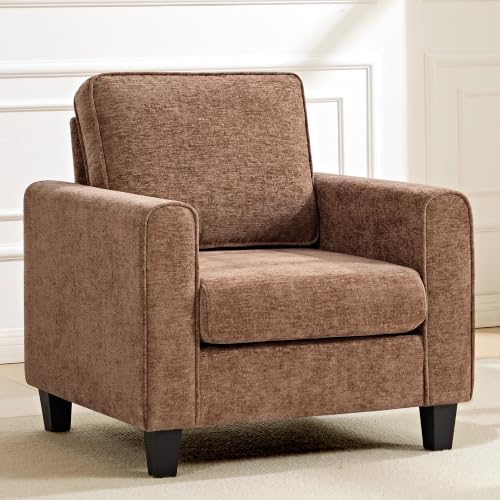 Accent Chair for Living Room, Mid Century Modern Upholstered Living Room Chair, Chenille Reading Armchair for Apartment, Waiting Room, Office, Brown by choairy